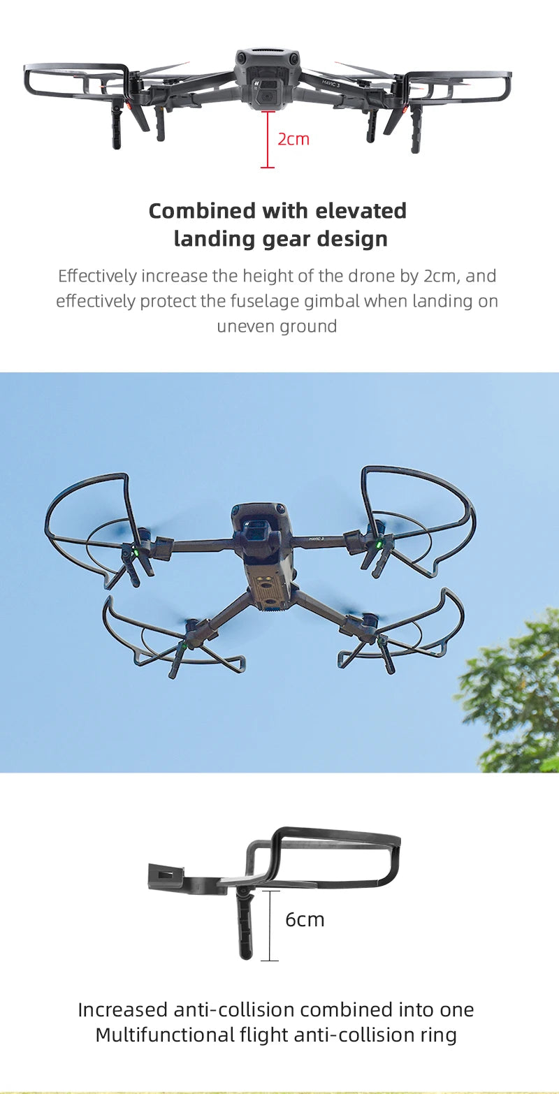 Propeller Guard Protector for DJI Mavic 3 Drone, Combined with elevated landing gear design Effectively increase the height of the drone by Zcm