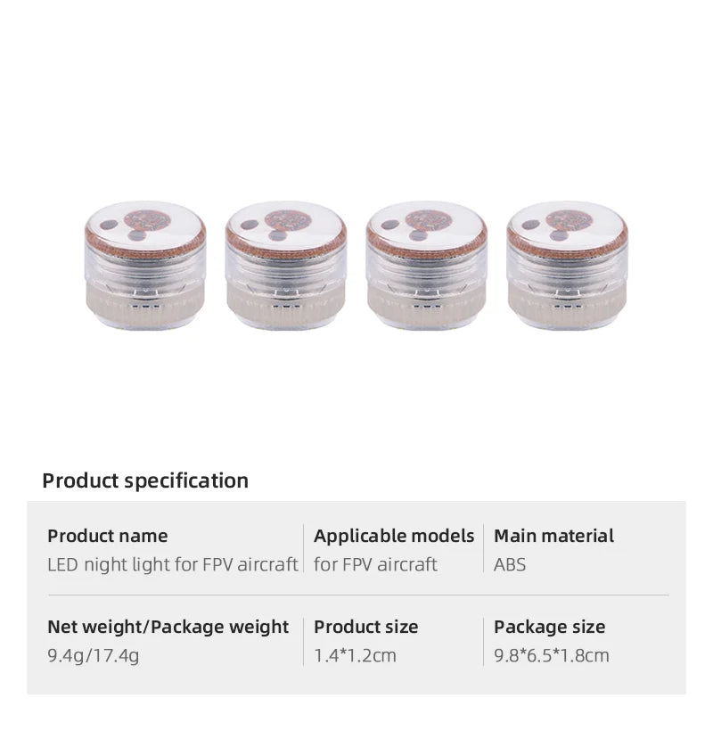 4 قطعة ضوء LED للطيران الليلي لـ DJI Mavic 3/Mini 2/MINI 3 PRO/Air 2/2S/Mavic 2 Pro Zoom/FPV/Avata/Phantom ملحقات طائرة بدون طيار 12 Product name Applicable models Main material LED night light for FPV aircraft ABS Net weight