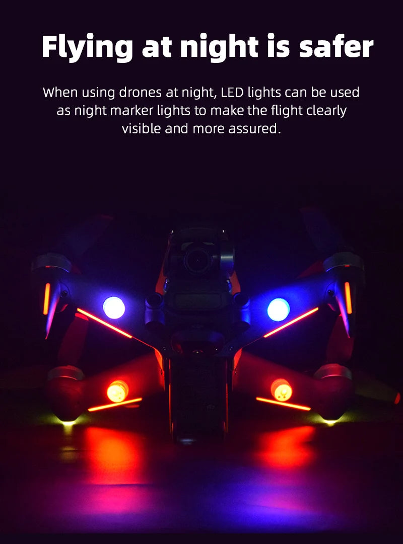 4 قطعة ضوء LED للطيران الليلي لـ DJI Mavic 3/Mini 2/MINI 3 PRO/Air 2/2S/Mavic 2 Pro Zoom/FPV/Avata/Phantom ملحقات طائرة بدون طيار 15 LED lights can be used as night marker lights to make the flight more assured .