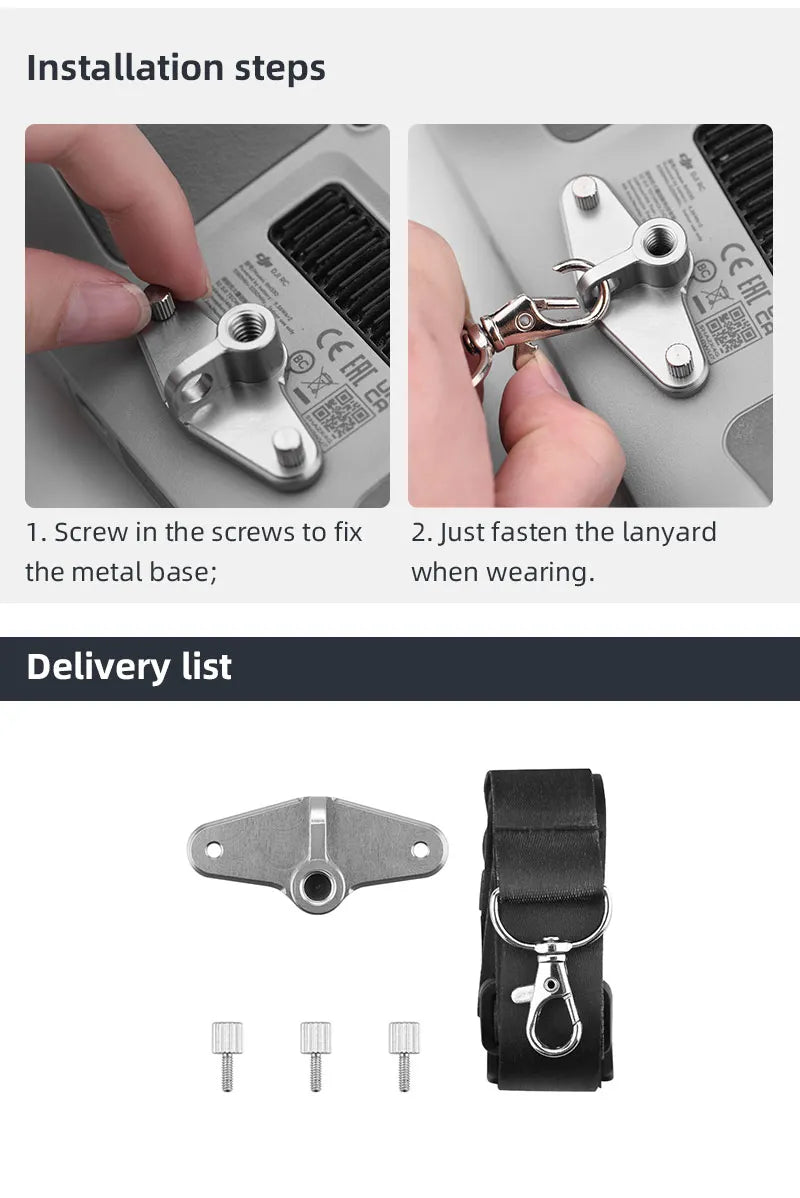 Lanyard Neck Strap for DJI Mini 3 Pro, lanyard: just fasten the metal base; when wearing: Delivery list . 
