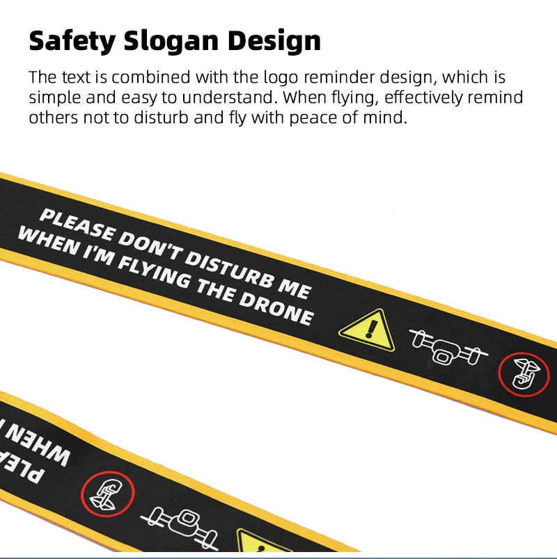 Remote Controller Lanyard for DJI Mini 3 PRO, Safety Slogan Design The text is combined with the logo reminder design, which is simple and easy