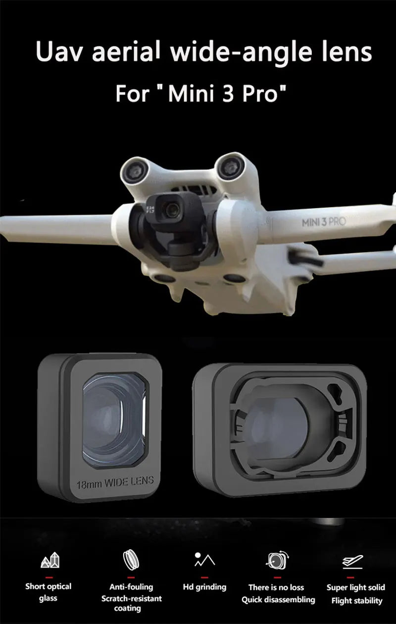 مرشح عدسة واسع الزاوية لـ DJI Mini 3 Pro - مرشح خارجي للتصوير بشاشة عريضة معززة عالية الوضوح ملحقات الطائرة بدون طيار 9 Wide-Angle lens Filter for DJI Mini 3 Pro, Wide-Angle lens Filter for DJ