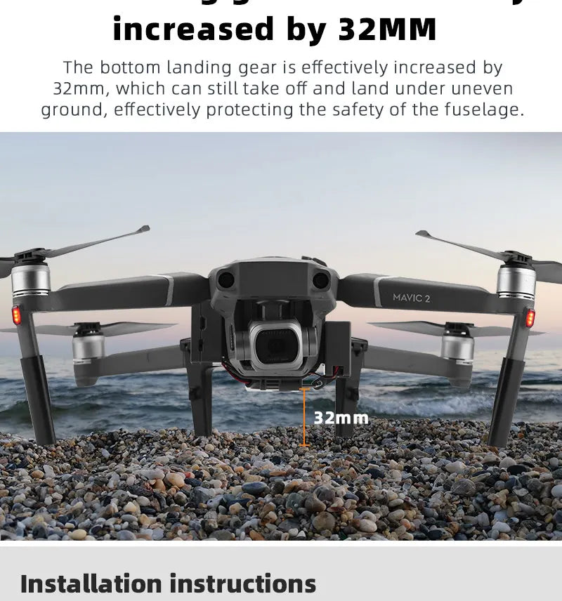 the bottom landing is effectively increased by 32MM . this can still take off and land under