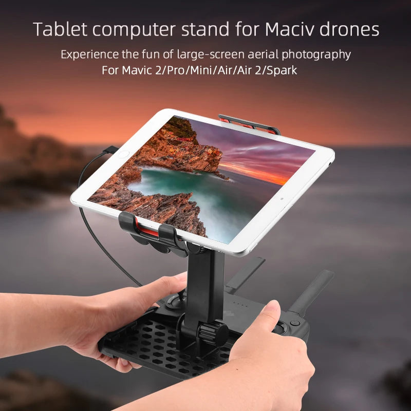 هاتف لوحي قوس ل DJI Mavic mini 1/2/SE/Pro/Air/Spark/Mavic 2/AIR 2/Air2S تحكم قاعدة تركيب مزودة بمشبك حامل هاتف ملحق 9 tablet computer stand for Maciv drones Enjoy the fun of large-screen aerial photography For Ma