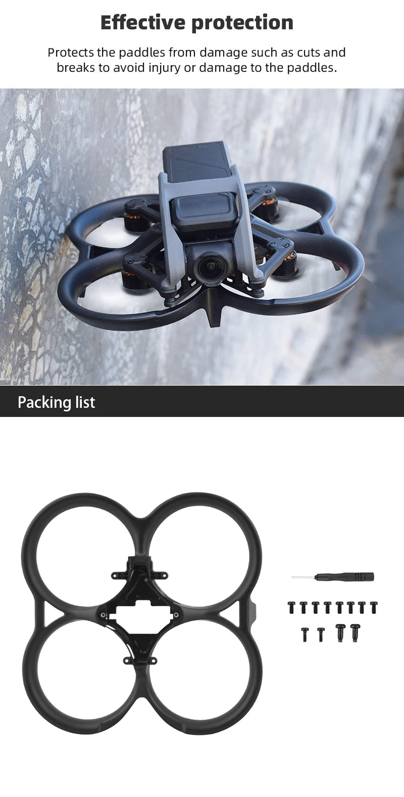 Propeller Guard for DJI AVATA, Effective protection Protects the paddles from damage such as cuts and breaks to avoid injury or damage