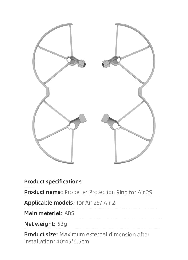 Propeller Guard for DJI Mavic Air 2/2S Drone Protective Cover for mavic air2/Mavic Air 2S Accessories with Foldable Landing Gear 27 Propeller Guard, Specifications Product name: Propeller Protection Ring for Air 25 Applicable models: for Air