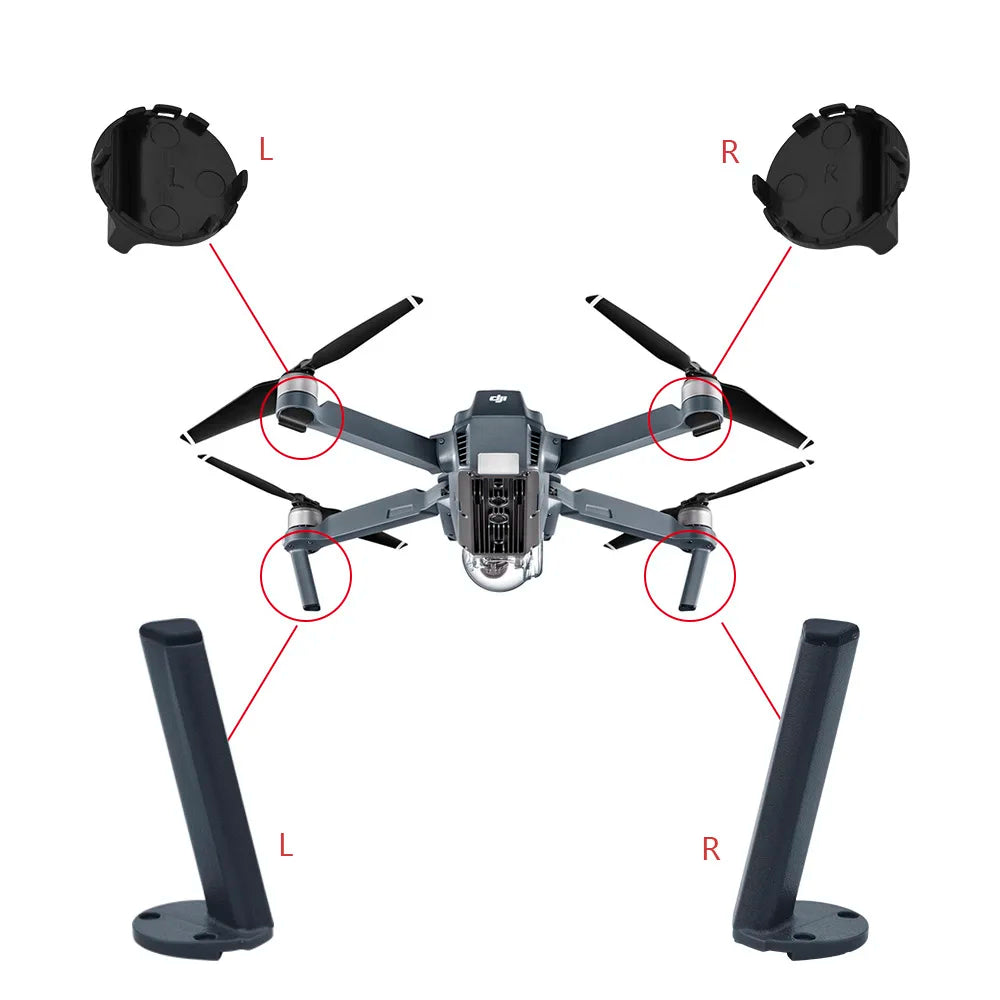 مجموعات معدات الهبوط لـ DJI Mavic Pro Platinum Snow Drone استبدال ملحقات قدم قاعدة المحرك اليسار الأيمن الأمامي الخلفي الساقين الخلفية 24 Landing Gear Kits for DJI Mavic Pro Platinum Snow Drone Replacement Accessory