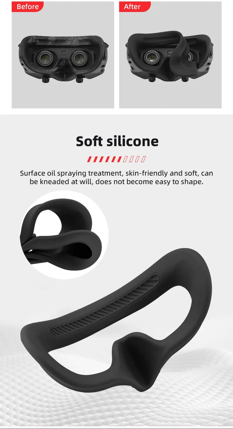 Eye Mask/Pad for DJI AVATA Goggles 2 - Silicone Protective Cover Case Face Plate Headband Replacement Drone Glasses Accessories 19 Eye Mask/Pad for DJI AVATA Goggles 2, Before After Soft silicone Surface oil spraying treatment, skin-friendly and soft, can be