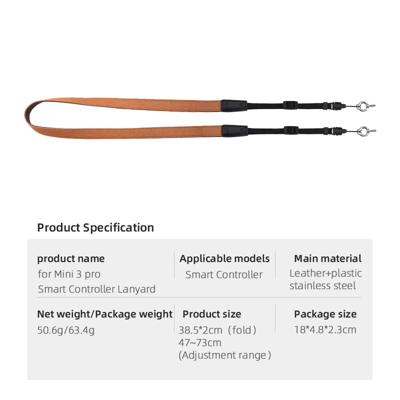 Lanyard/Strap, Mini 3 pro Smart Controller Leather+plastic Smart Controller Lanyard stainless steel Net weight/Package