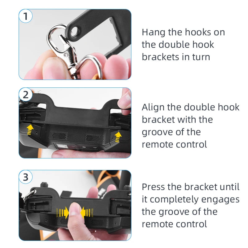 تحكم عن بعد خطاف شريطي حامل الرقبة حزام ل DJI Mavic Mini/Air/Pro/Mavic 2/شرارة الحبل حزام الأمان حبال الملحقات 18 double hook brackets hang in turn until hooks fully engage the remote control groove .