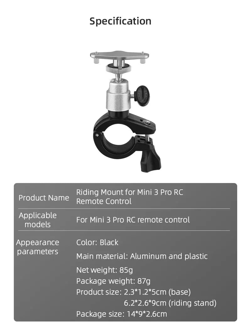 Specification Riding Mount for Mini 3 RC Product Name Remote Control Applicable For Mini