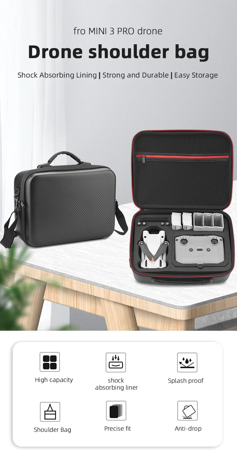 حقيبة تخزين لـ DJI Mini 3 Pro - حقيبة كتف حقيبة حمل حقيبة يد محمولة للسفر لـ DJI MINI 3 ملحقات طائرة بدون طيار 21 Storage Bag For DJI Mini 3 Pro, fro MINI 3 PRO drone shoulder bag Shock Absorbing Lining | Strong and Dur