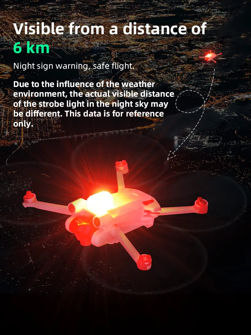 LED, the actual visible distance of the strobe light in the night sky may be different .
