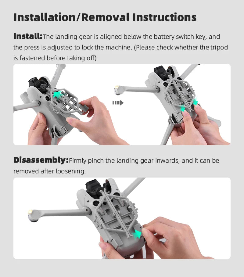 Propeller Holder, landing gear is aligned below the battery switch key, and can be removed after loosen