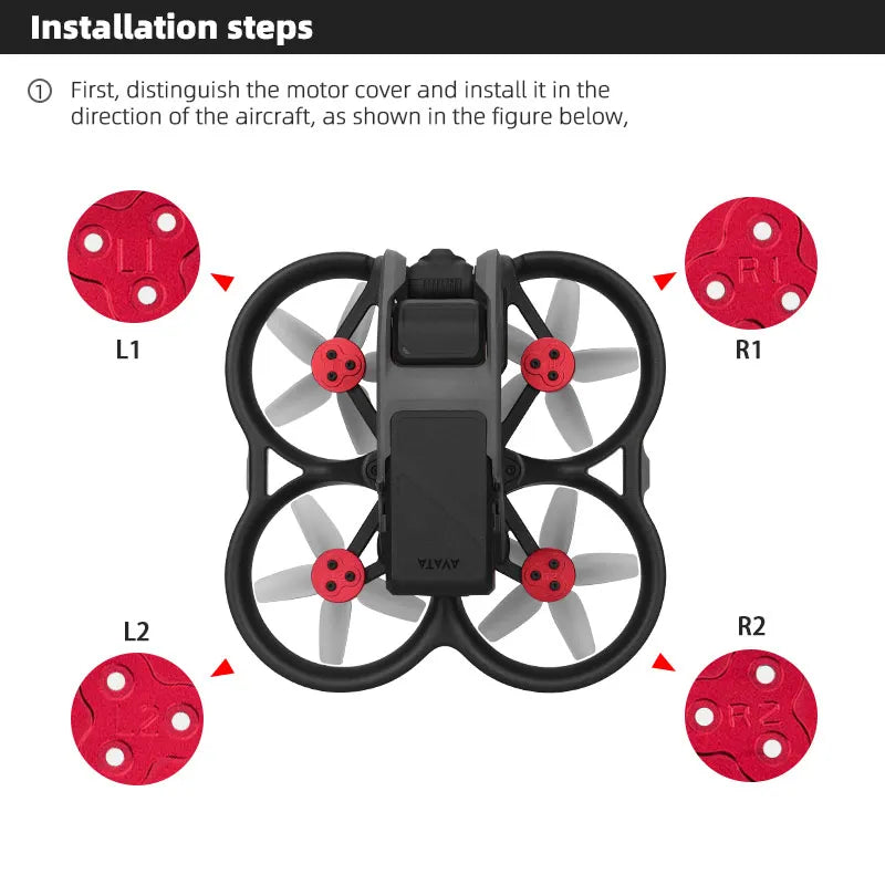 Gimbal Camera Bar for DJI Avata Drone - Lens Bumper Protector Anti-collision Aluminum Alloy PTZ Guard Accessories 25 Gimbal Camera Bar for DJI Avata Drone, installation steps First, distinguish the motor cover and install it in the direction of the aircraft .