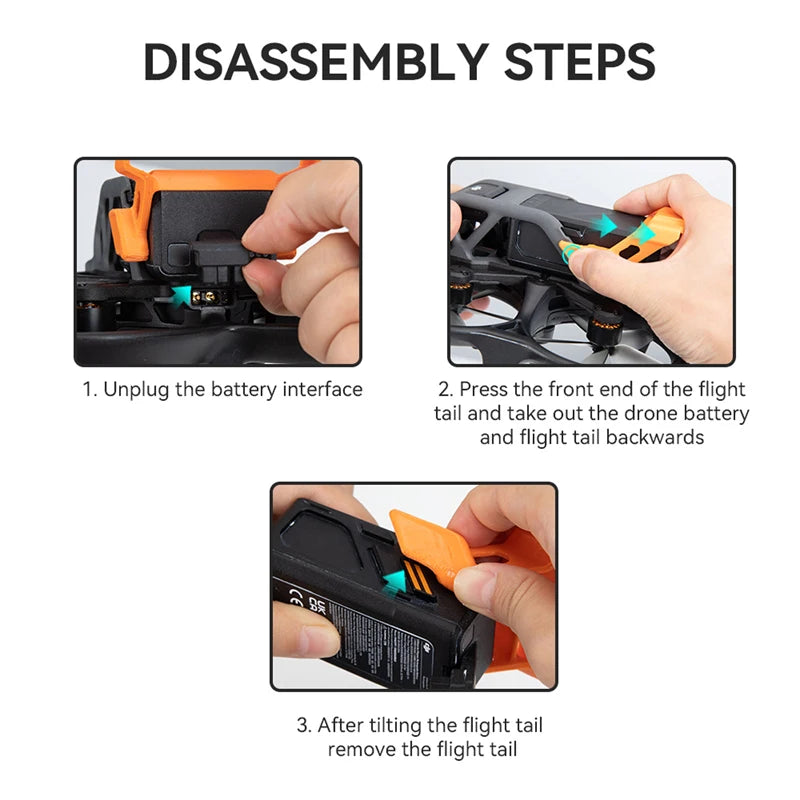 Flight Tail for DJI Avata, DISASSEMBLY STEPS Unplug the battery interface 2. Press the front end