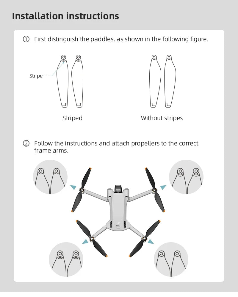DJI MINI 3 Pro Propeller Guard - Effective Protection for MINI 3 PRO Drone Accessory Blade Wings Cover Bumper Props Anti-collision 31 DJI MINI 3 Pro Propeller Guard, DJI MINI 3 Pro Propeller, attach propellers to correct frame arms, as shown in figure_ Stripe Striped
