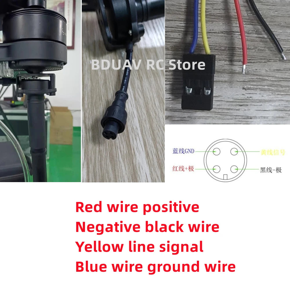5810 فوهة الانحلال المعدنية بالطرد المركزي مع 12S 14S ESC لـ Dji T20 T30 T40 حماية النباتات الزراعية بدون طيار ملحقات طائرة بدون طيار للزراعة 14 'Tek+lk Tk-tk Red wire positive Negative black wire Yellow