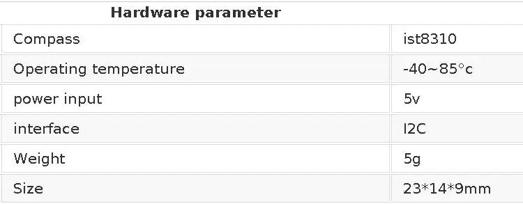 CUAV IST8310 8310 Drone External Compass GPS, Hardware parameter Compass ist8310 Operating temperature -40-85'c power input Sv