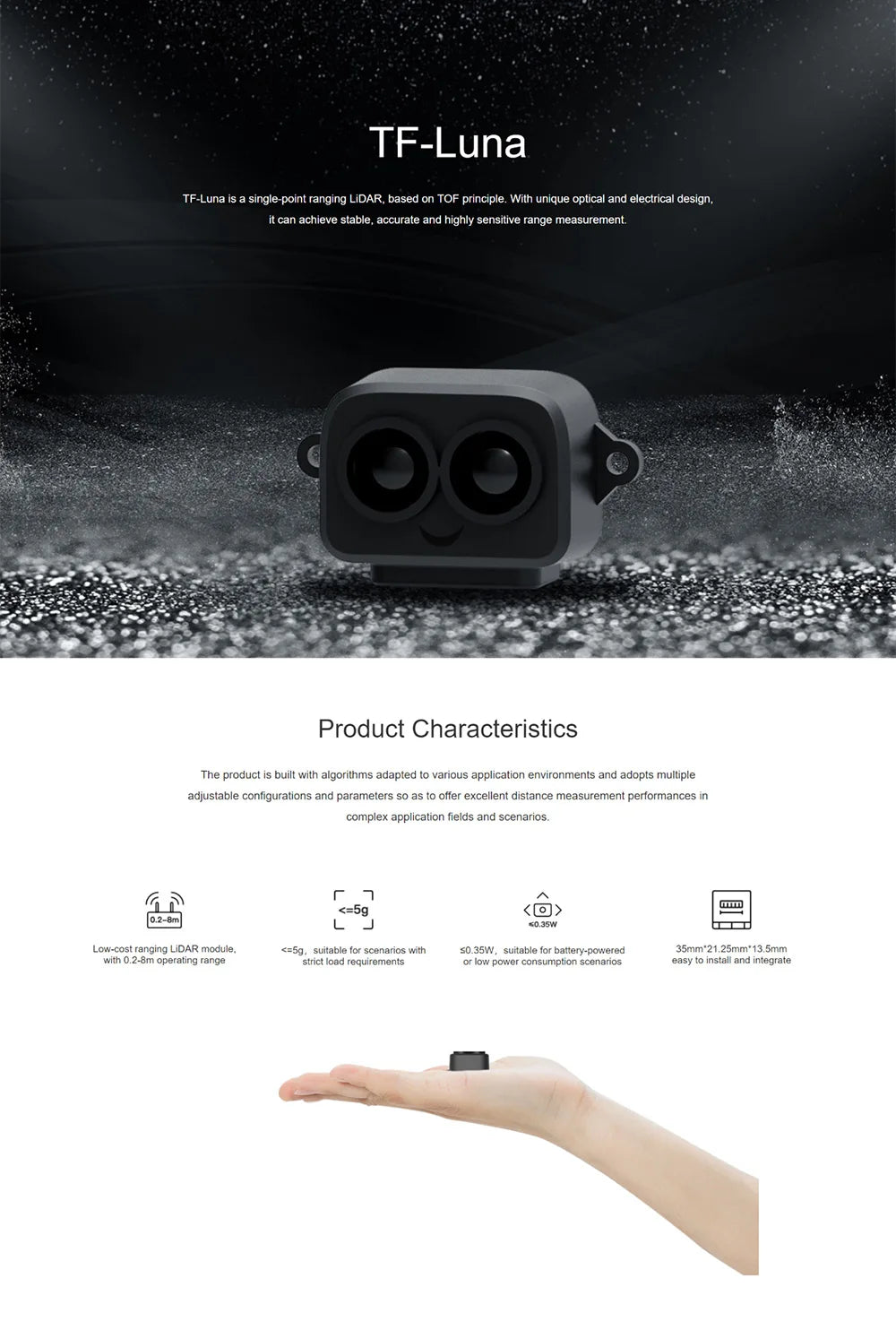 طائرة بدون طيار CUAV جديدة بدون طيار FPV V5 + الطيار الآلي Pixhawk وحدة تحكم في الطيران مع وحدة ليدار رادار TF Luna 15 TF-Luna is a single-point ranging LiDAR,