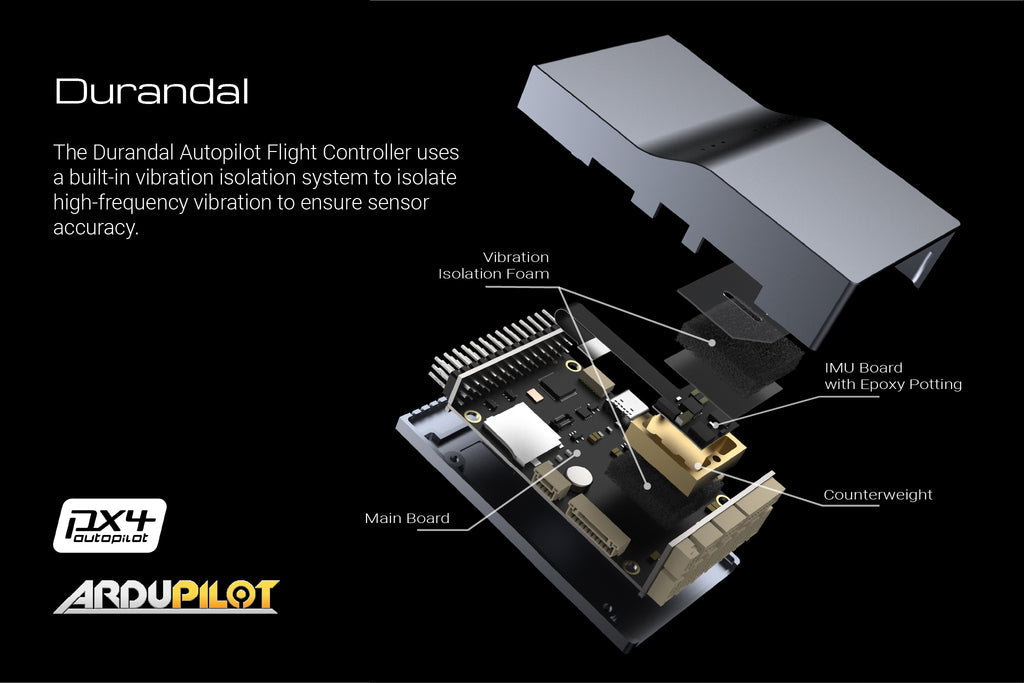 Holybro Durandal Autopilot Flight Controller, Durandal Autopilot Flight Controller uses a built-in vibration isolation system to isolate high