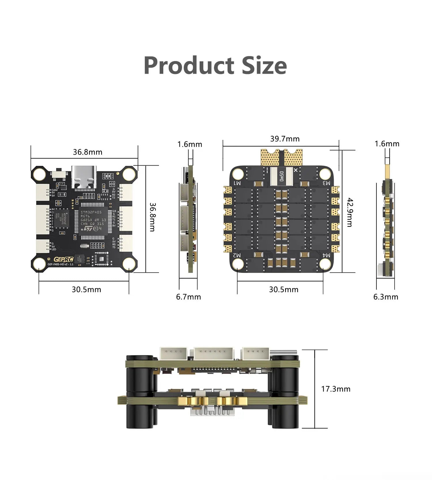 GEPRC TAKER F405 BLS 50A Stack, GEP-F405-HD v2 Flight Controller MCU: STM32