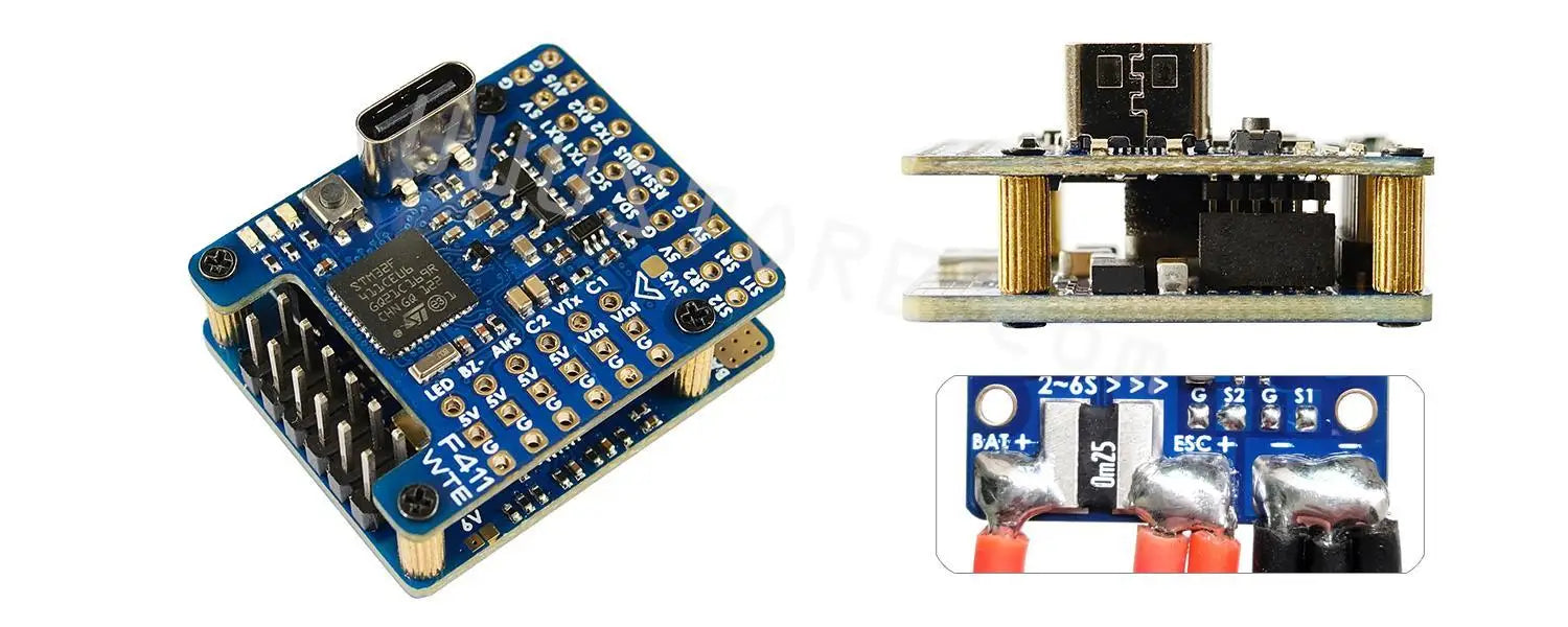 Matek F411-WTE Flight Control With OSD / Racing FPV Quadcopter Flight Control For Racing Traversing Machine / Rc Drone Parts 9 1x FC F411-WTE DuPont 2.54 pins included .