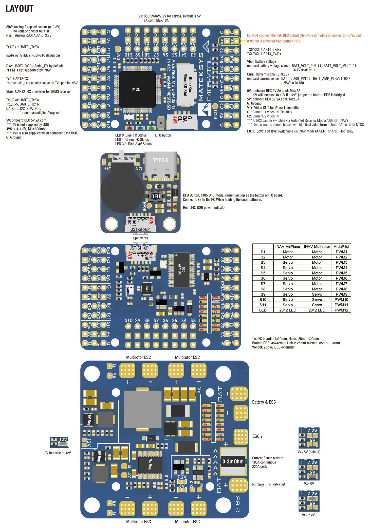 MATEK F405-WMN, BEC SVI6V/7.2V for servos, Default is 5