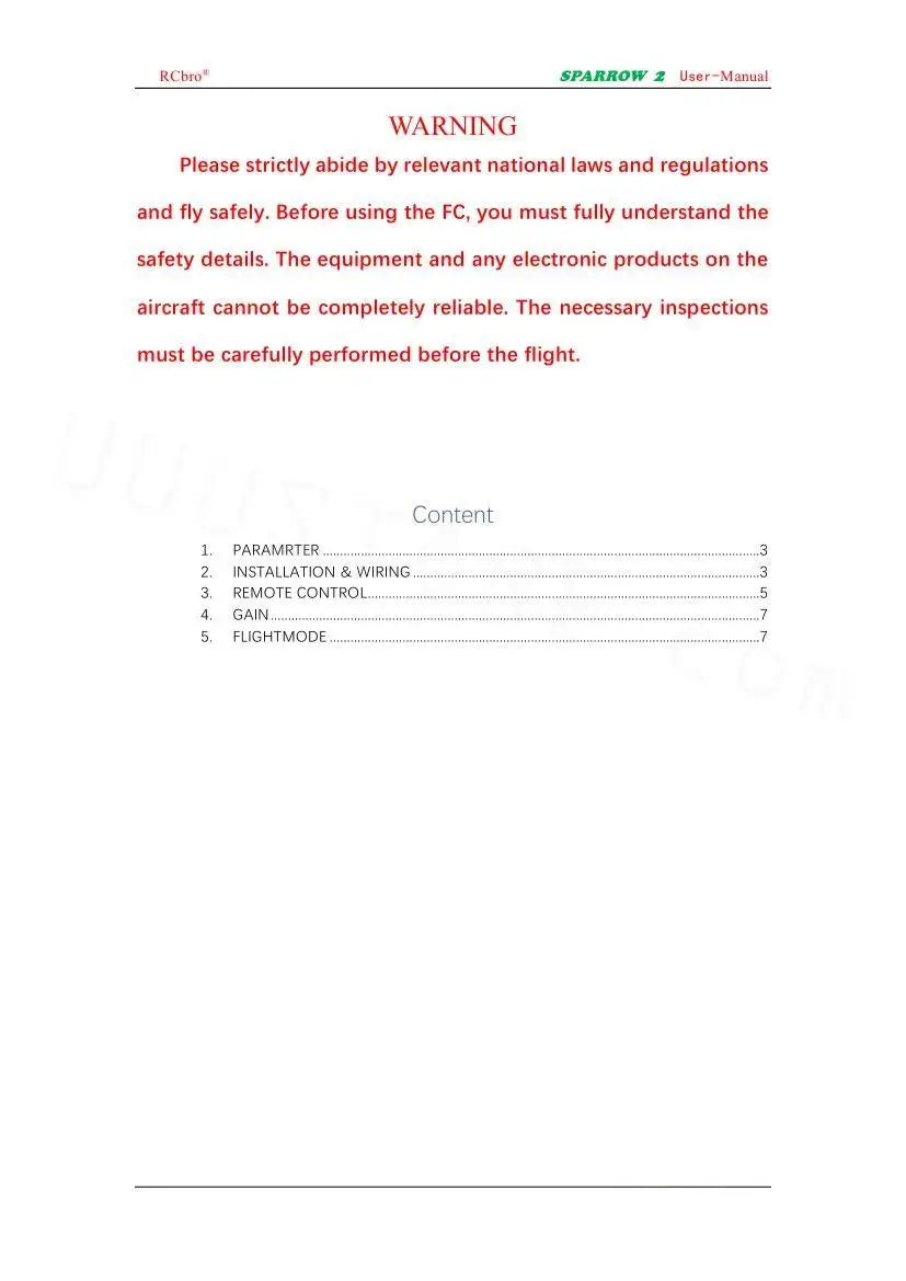 RCbro" user: "before using the FC, you must fully understand the safety details