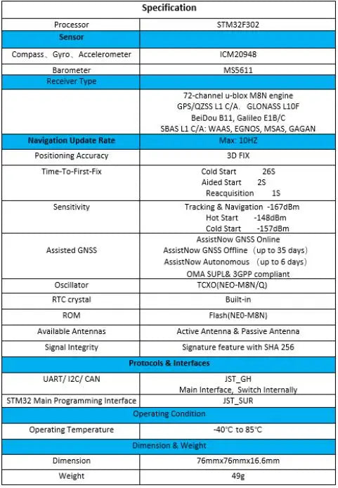 Hex Pixhawk2.1 Flight Controller, Specification Processor STM32F302 cencor Compass Gyro Accel