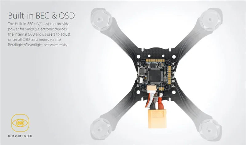 Hobbywing Nano F4 مع OSD - جهاز التحكم في الطيران Hobbywing XRortor Nano F4 الجديد لطائرة RC FPV Quadcopoter Drone 8 Hobbywing Nano F4 With OSD, Built-in BEC & OSD can provide powertor various elecironic