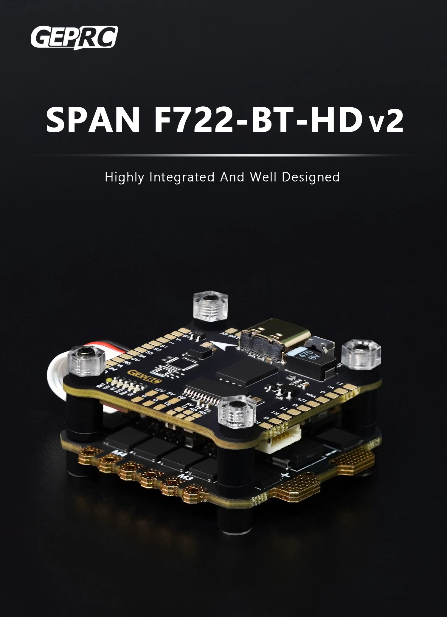 GEPRC SPAN F722-BT-HD V2 Stack - وحدة التحكم في الطيران Stack F7 BL32 50A 96K 4IN1 ESC دعم BLUETOOTH PARAMETER TUNING 9 GEPRC SPAN F722-BT-HD V2 Stack, Using mainstream STM32F722RET6 main control