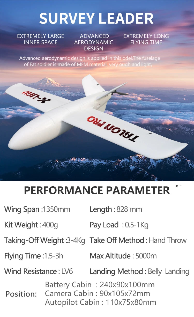 X-uav Talon Pro EPO, SURVEY LEADER EXTREMELY LONG INNER SPACE 