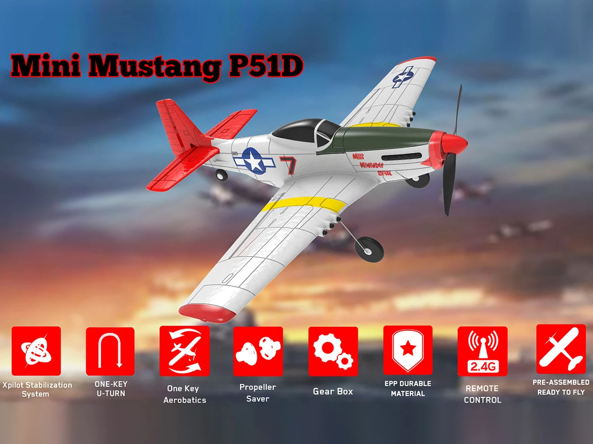 P-40 RC Aircraft P40 طائرة مقاتلة RC - 400 مم جناحيها 4CH 6 محاور جيروسكوبية مفتاح واحد على شكل حرف U البهلوانية RTF RC طائرة ألعاب خارجية 14 P-40 RC Aircraft P40 Fighter RC Plane, Mini Mustang PSID Kareks It 0 (2.4G Xpilot Stabilization