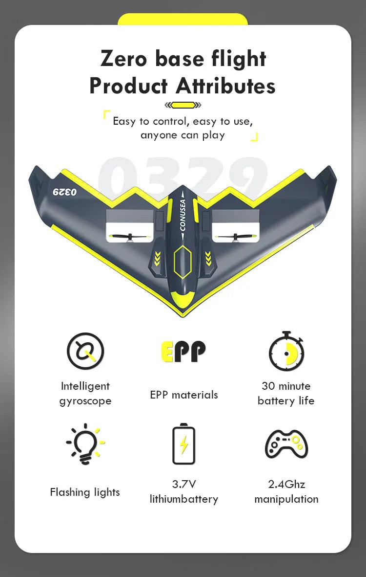 TY8 RC Airplane, UB 6ze0 1 Pp Intelligent 30 minute gyroscope battery life