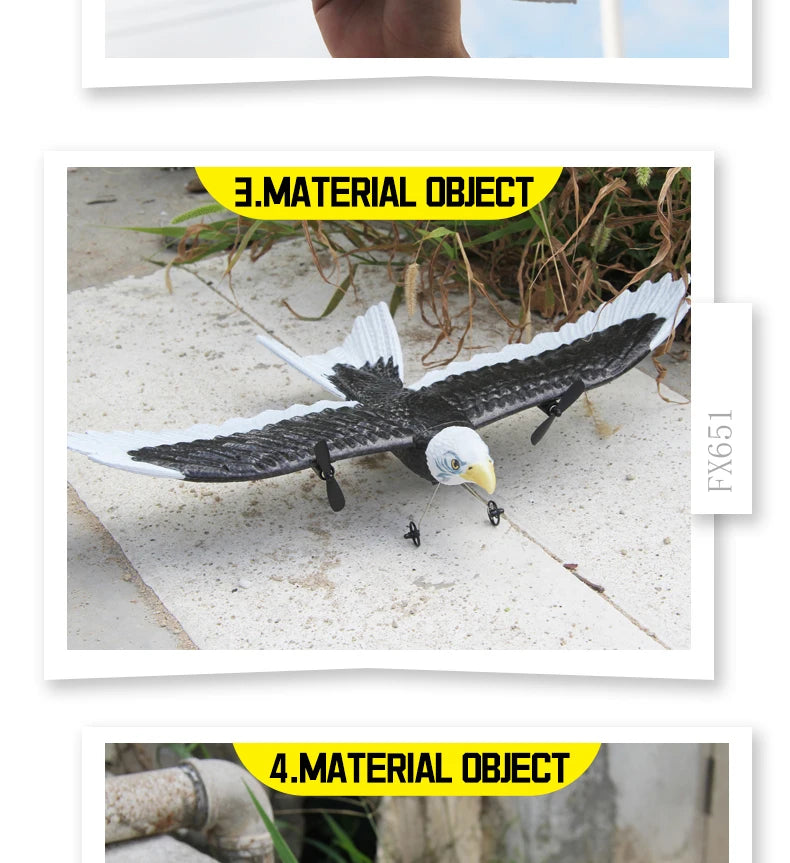 FX651 Simulation Wingspan Eagle Aircraft - 405mm 2.4G Radio Control Remote Control Glider Airplanem RC Foam Plane Toys for Children Boys 29 FX651 Simulation Wingspan Eagle Aircraft, JMATERIAL OBJECT 3 4.