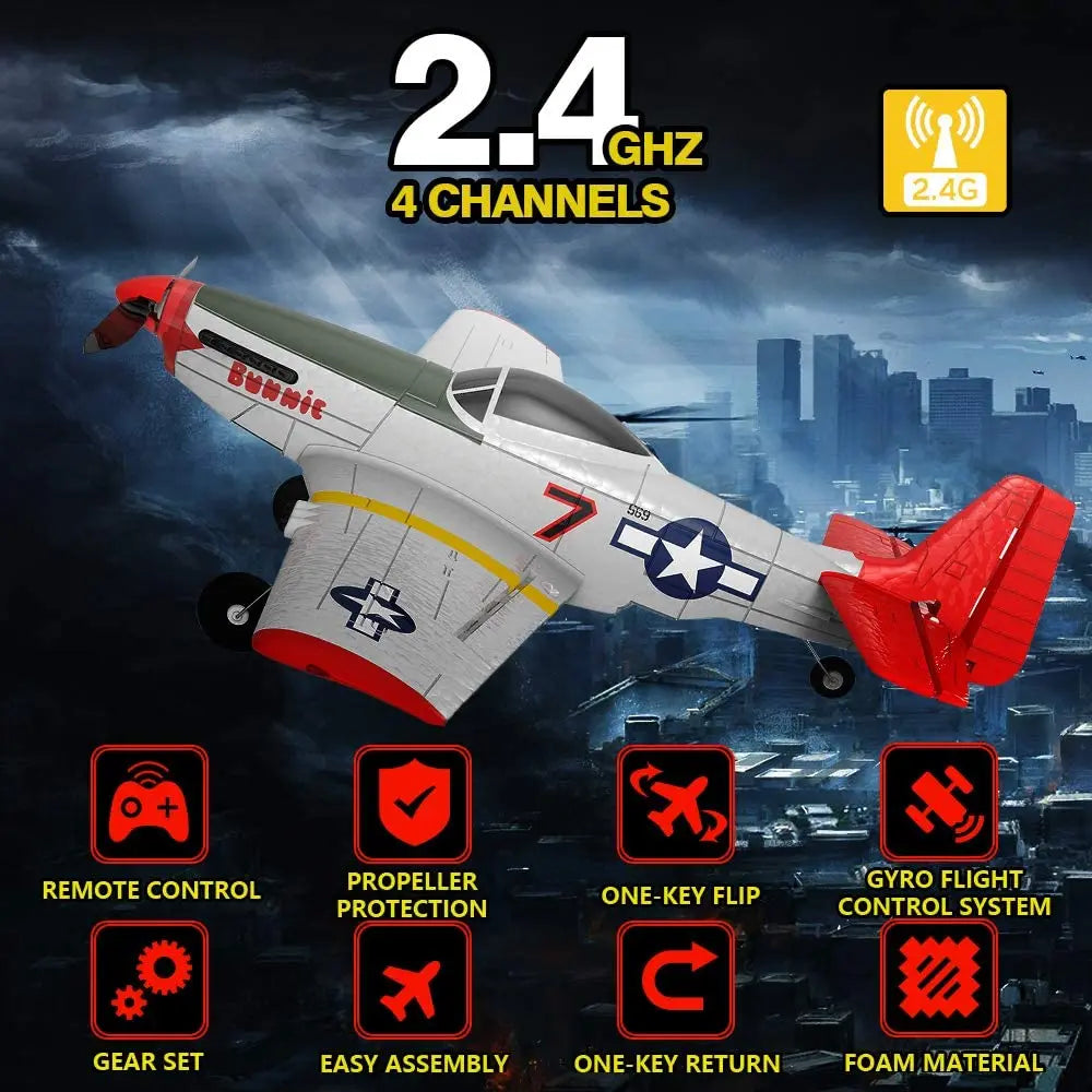 طائرة Volantex RC 761-5 RTF - طائرة تدريب 4CH RC موستانج P51 RTF مع نظام تثبيت Xpilot ألعاب طائرة للتحكم عن بعد للأولاد المبتدئين 9 Volantex RC 761-5 RTF Airplane, 2_4anxz 4CHANNELS 2.4G REMOTE CONTROL