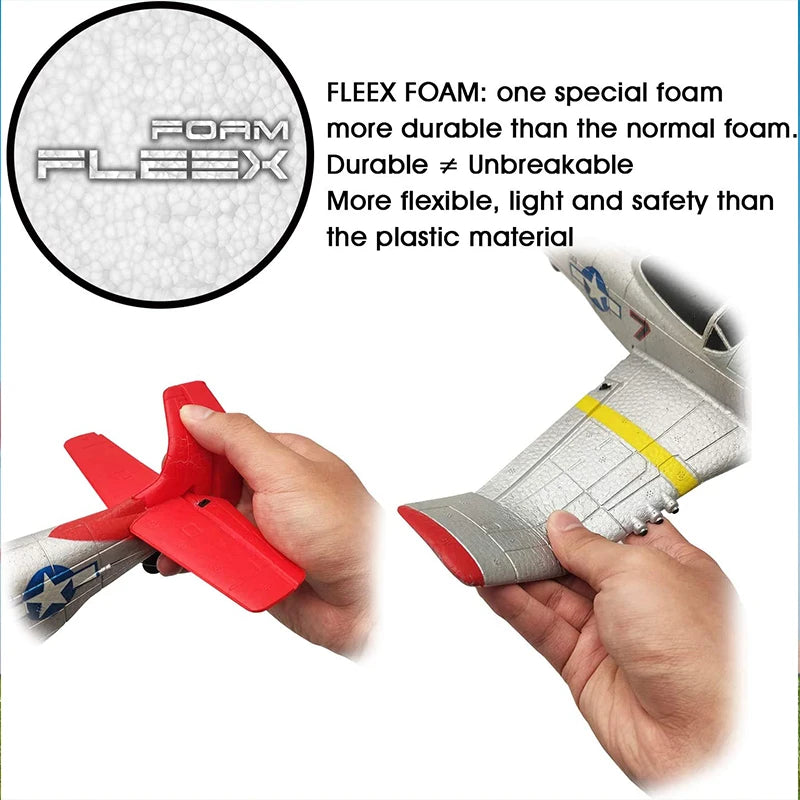 طائرة Volantex RC 761-5 RTF - طائرة تدريب 4CH RC موستانج P51 RTF مع نظام تثبيت Xpilot ألعاب طائرة للتحكم عن بعد للأولاد المبتدئين 13 Volantex RC 761-5 RTF Airplane, FLEEX FOAM: one special foam FOAM more durable than the normal foam .