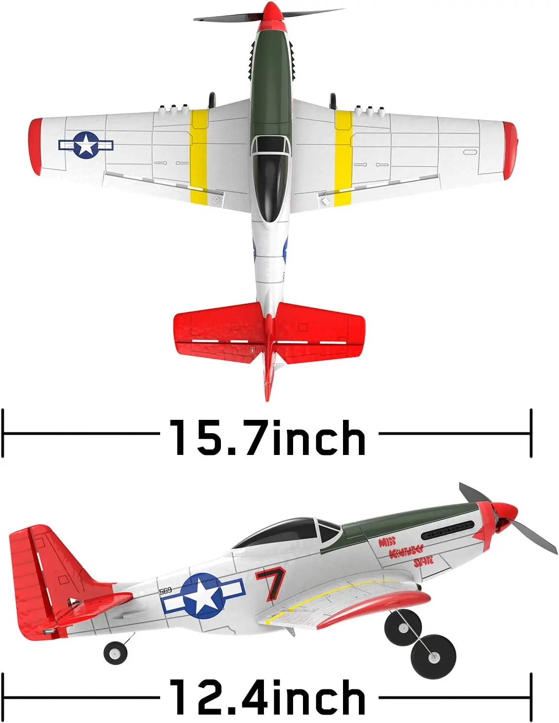 طائرة Volantex RC 761-5 RTF - طائرة تدريب 4CH RC موستانج P51 RTF مع نظام تثبيت Xpilot ألعاب طائرة للتحكم عن بعد للأولاد المبتدئين 17 Volantex RC 761-5 RTF Airplane, 15.7inch 12.4inch Mix Rrynkk THr -5