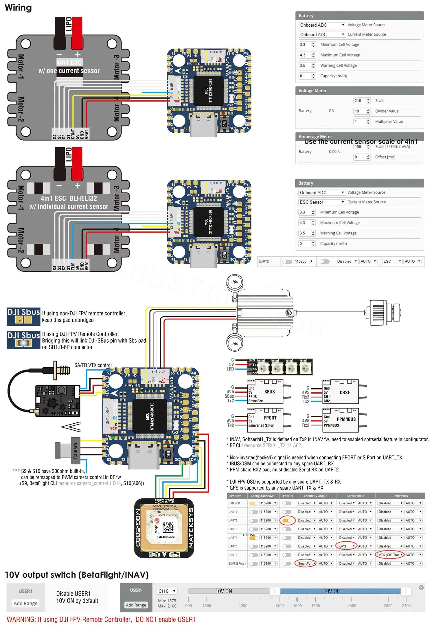 MATEK F405-MiniTE, if using non-DJI FPV remote controller, keep this pad unbridge