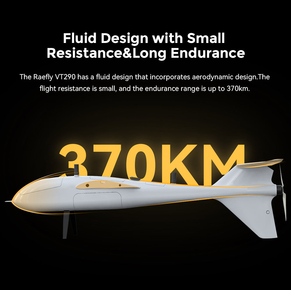 CUAV Raefly VT290 VTOL, Raefly VT290 has a fluid design that incorporates aerodynamic design 