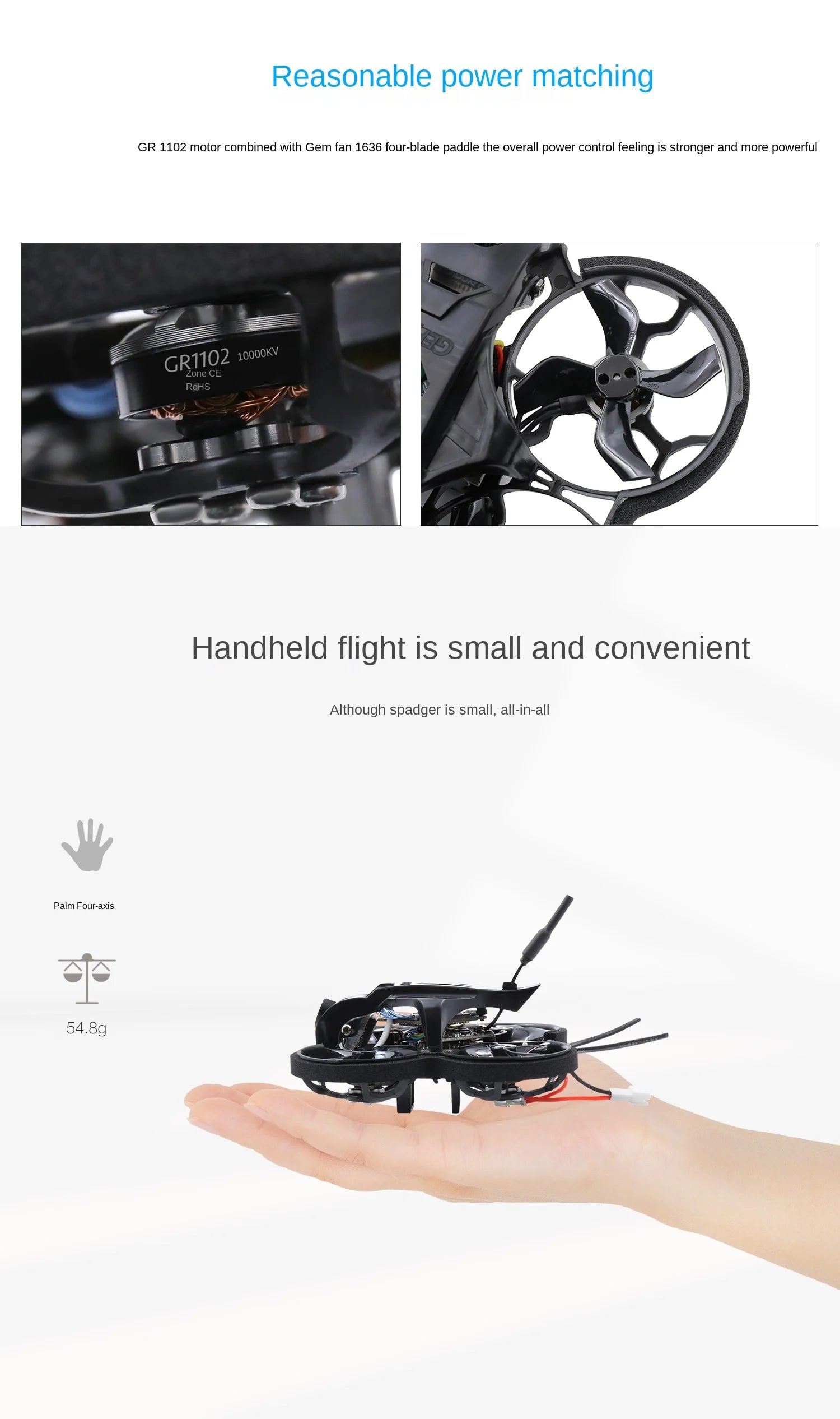GEPRC TinyGO 4K FPV Whoop RTF - نظارات 4.3 بوصة آلة عبور داخلية صغيرة 79 مم بدون طيار GR8 وحدة تحكم عن بعد 17 GEPRC TinyGO 4K FPV, Palm Four-axis 54.8g 1OOOOKV GRI102 GR 1