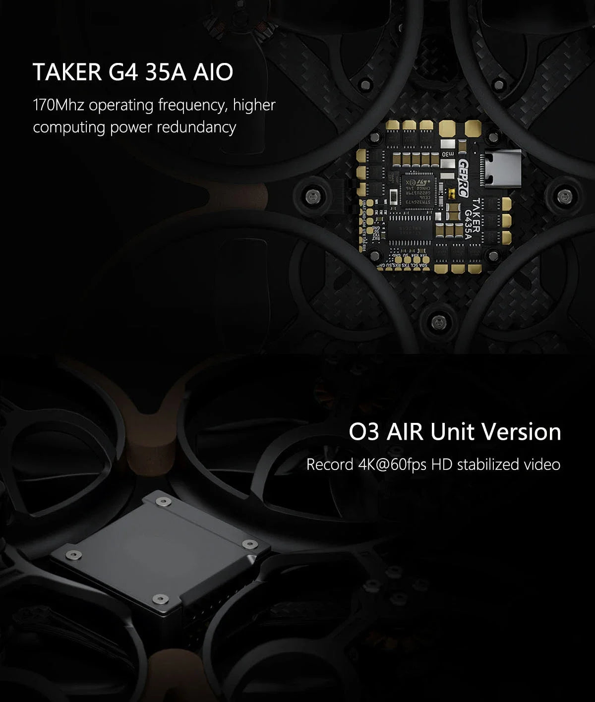 GEPRC Cinelog25 V2 Analog - FPV, TAKER G4 35A AIO 17OMhz operating frequency, higher computing power