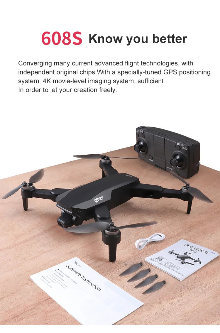S608 Pro GPS Drone - 6K HD Dual HD Camera RC Distance 3KM WIFI FPV Brushless Motor RC Foldable Quadcopter Toy Professional Aerial Camera Drone Professional Camera Drone 31 S608 Pro GPS Drone, 608S Know you better Converging many current advanced flight technologies, with independent original chips