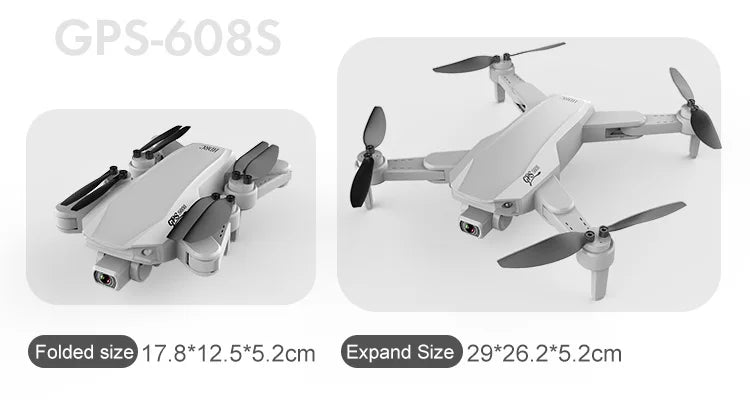 S608 Pro GPS Drone - 6K HD Dual HD Camera RC Distance 3KM WIFI FPV Brushless Motor RC Foldable Quadcopter Toy Professional Aerial Camera Drone Professional Camera Drone 32 S608 Pro GPS Drone, GPS-608S Folded size) 17.8*12.5*5.2cm Expand