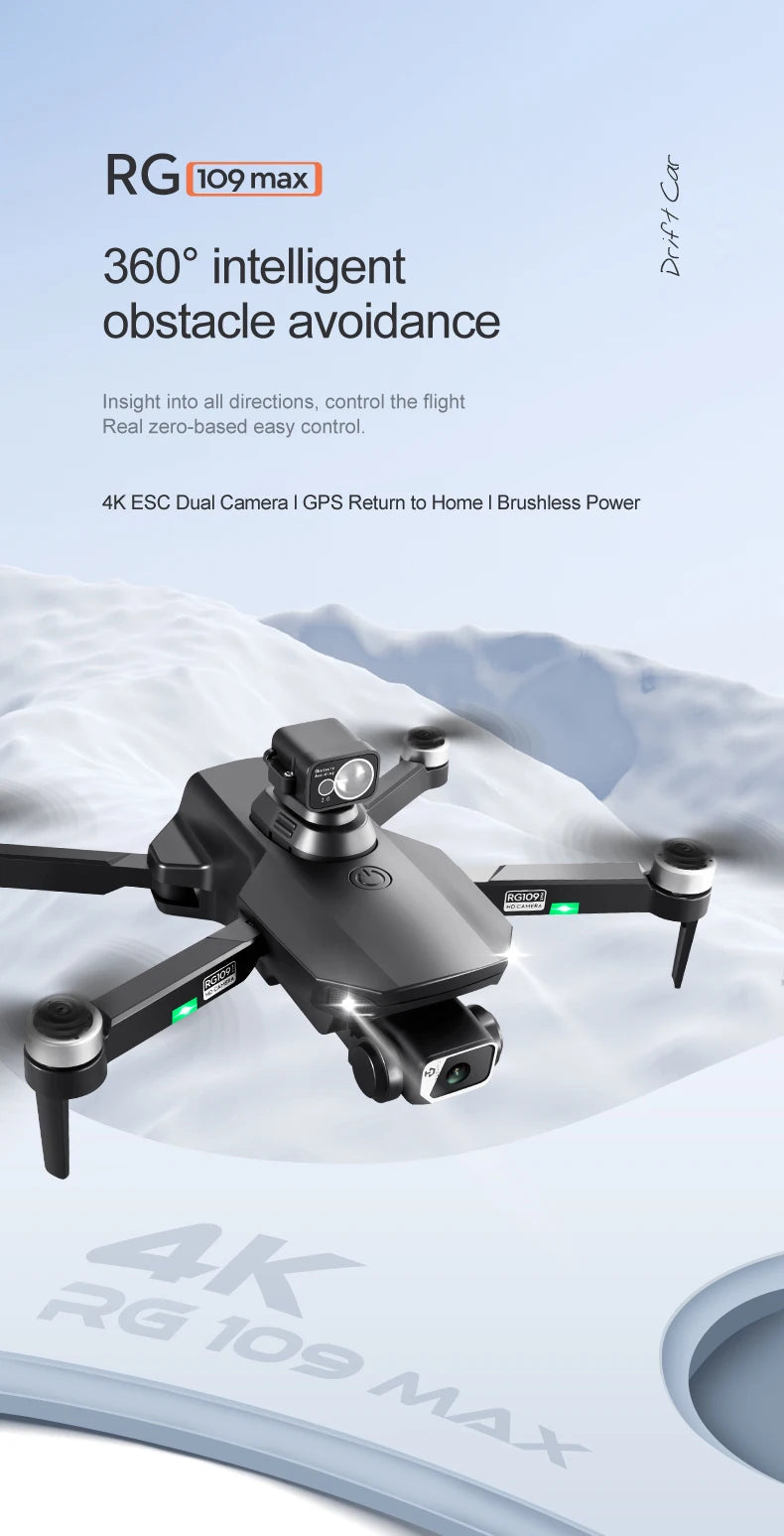 RG109 PRO MAX GPS Drone - RC Distance 1200M Professional Obstacle Avoidance 4K HD Dual HD Camera Brushless Foldable Quadcopter Professional Camera Drone 28 RG109 PRO MAX GPS Drone, 4K ESC Dual Camera GPS Return to Home Brushless Power R6lo? 6