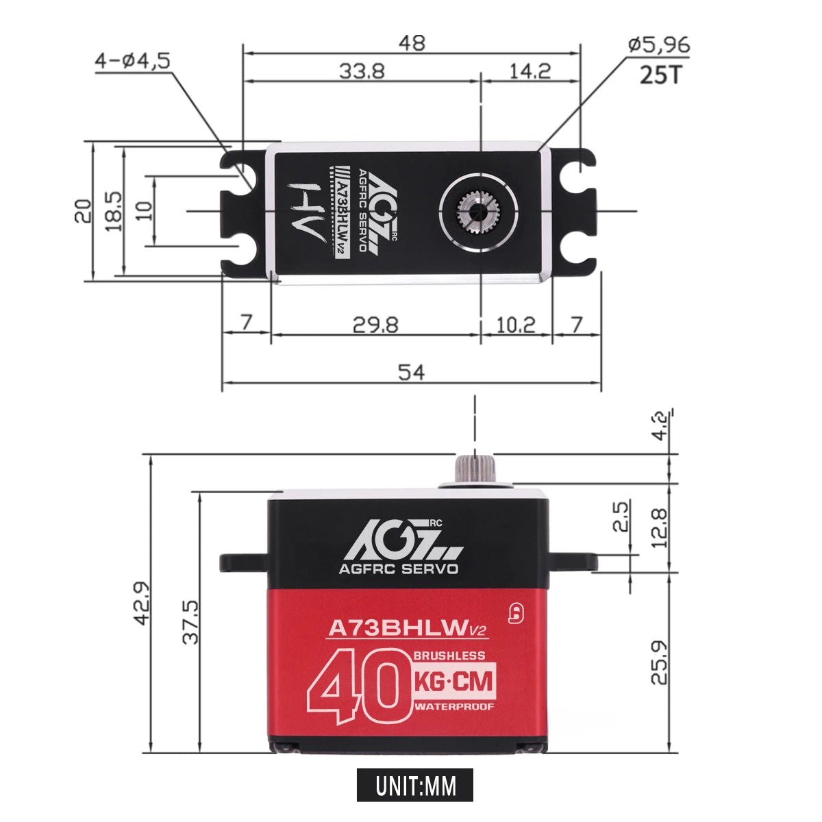 AGFRC A73BHLW V2 Servo, the A73BHLW V2 is a cost-effective programmable standard 