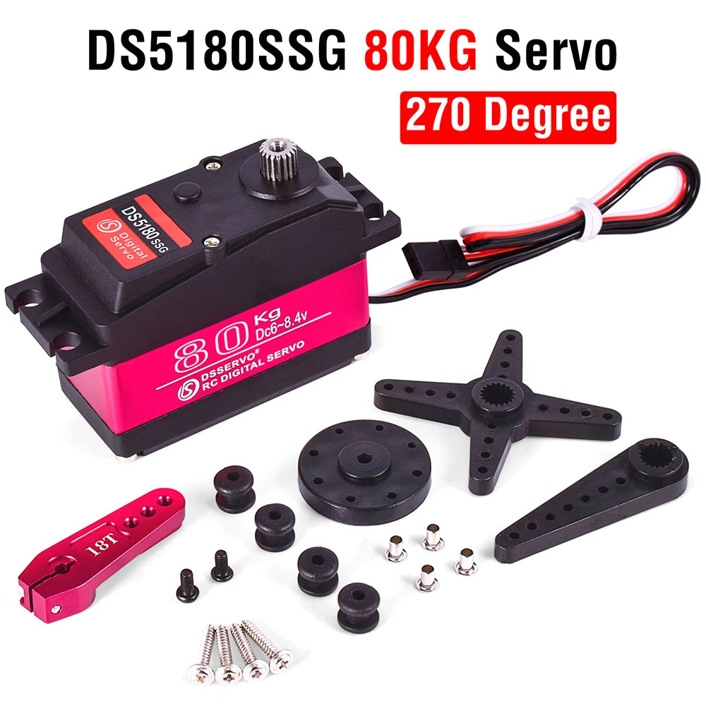 DSServo 8.4V 60Kg 80Kg 150Kg Servo - RC 1/5 Servo Waterproof High Torque Servo Metal Gear Digital Servo For Redcat HPI Baja 5B SS 18 DSServo, DS518OSSG 8OKG Servo 270 Degree 59 Av