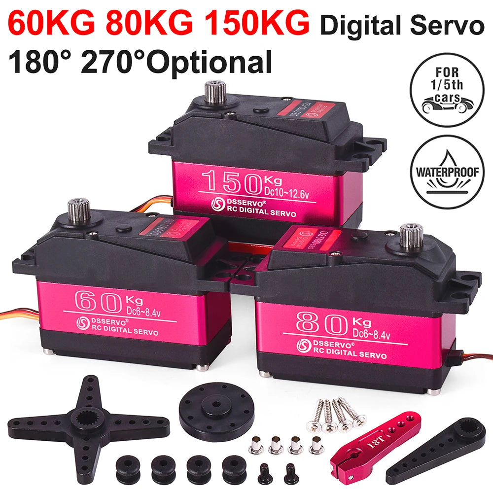 DSServo 8.4V 60Kg 80Kg 150Kg Servo - RC 1/5 Servo Waterproof High Torque Servo Metal Gear Digital Servo For Redcat HPI Baja 5B SS 23 DSServo, 6OKG 80KG 150KG Digital Servo 1809 2709Optional FOR 1
