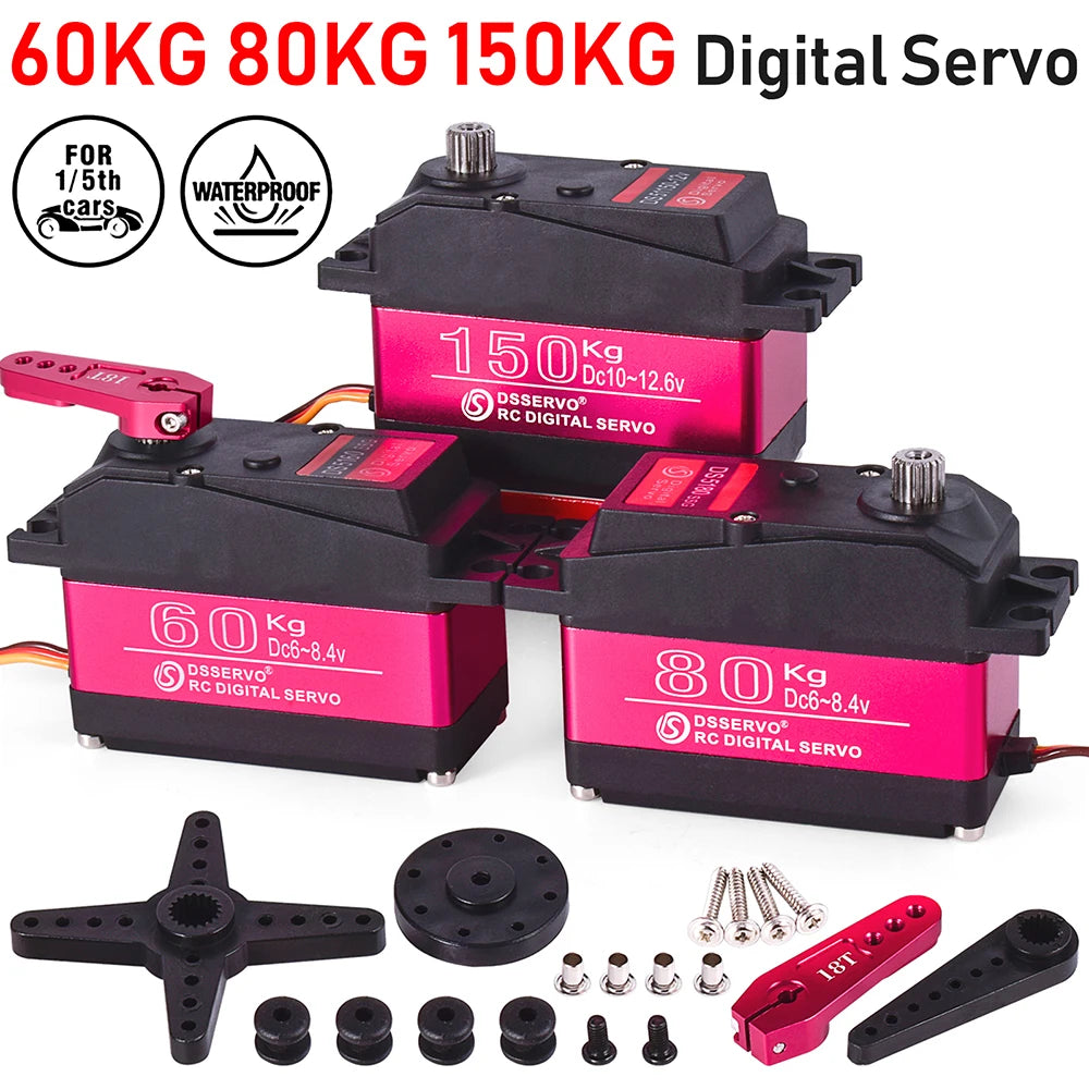 DSServo 8.4V 60Kg 80Kg 150Kg Servo - RC 1/5 Servo Waterproof High Torque Servo Metal Gear Digital Servo For Redcat HPI Baja 5B SS 32 DSServo, 8OKG 150KG Digital Servo FOR 1/5th WATERPROOF Car